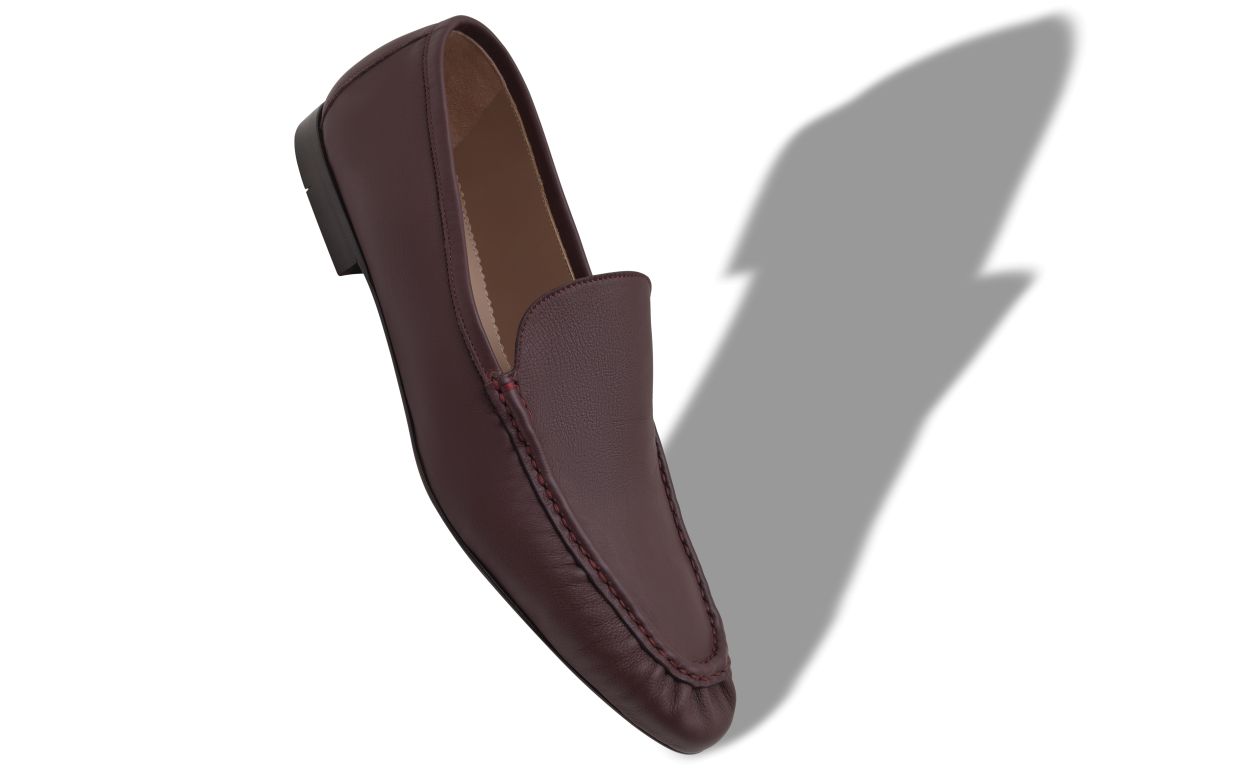 Dunkelrote Kalbsleder-Laufschuhe
