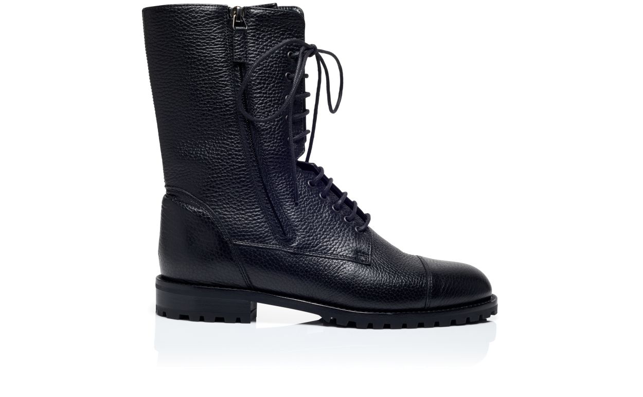 Schwarze Kalbleder Militärstiefel