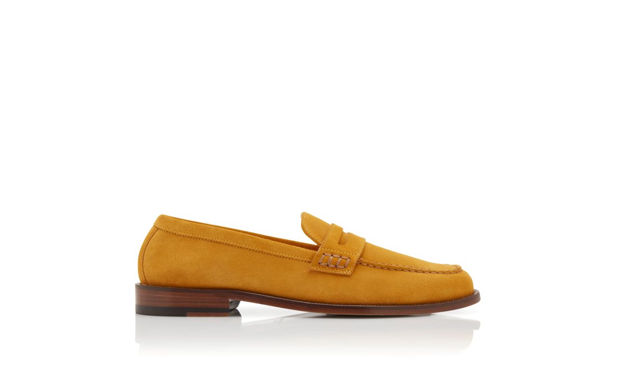 Gelbe Suede Penny Loafers