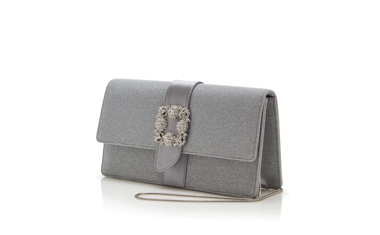 Silberglitzer-Stoff-Stein-Schließen-Clutch
