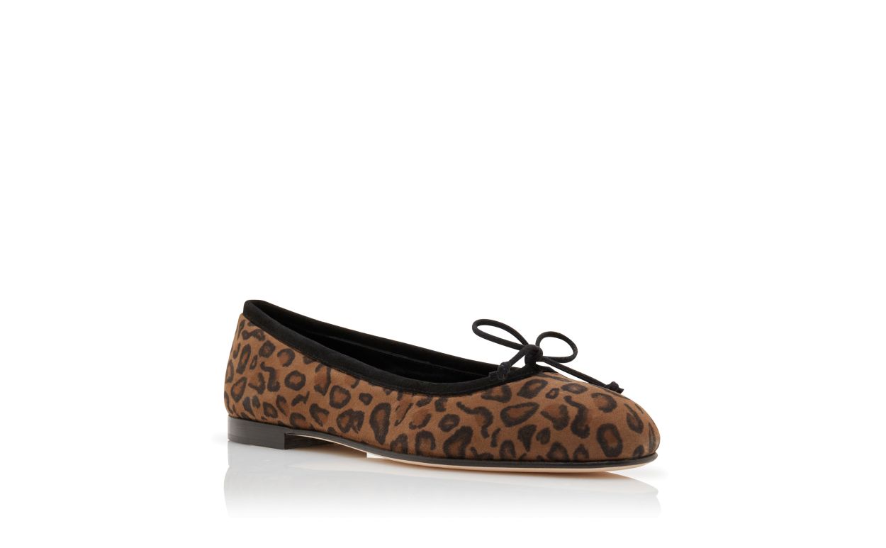 Braune Wildleder-Tierprint-Ballerinas