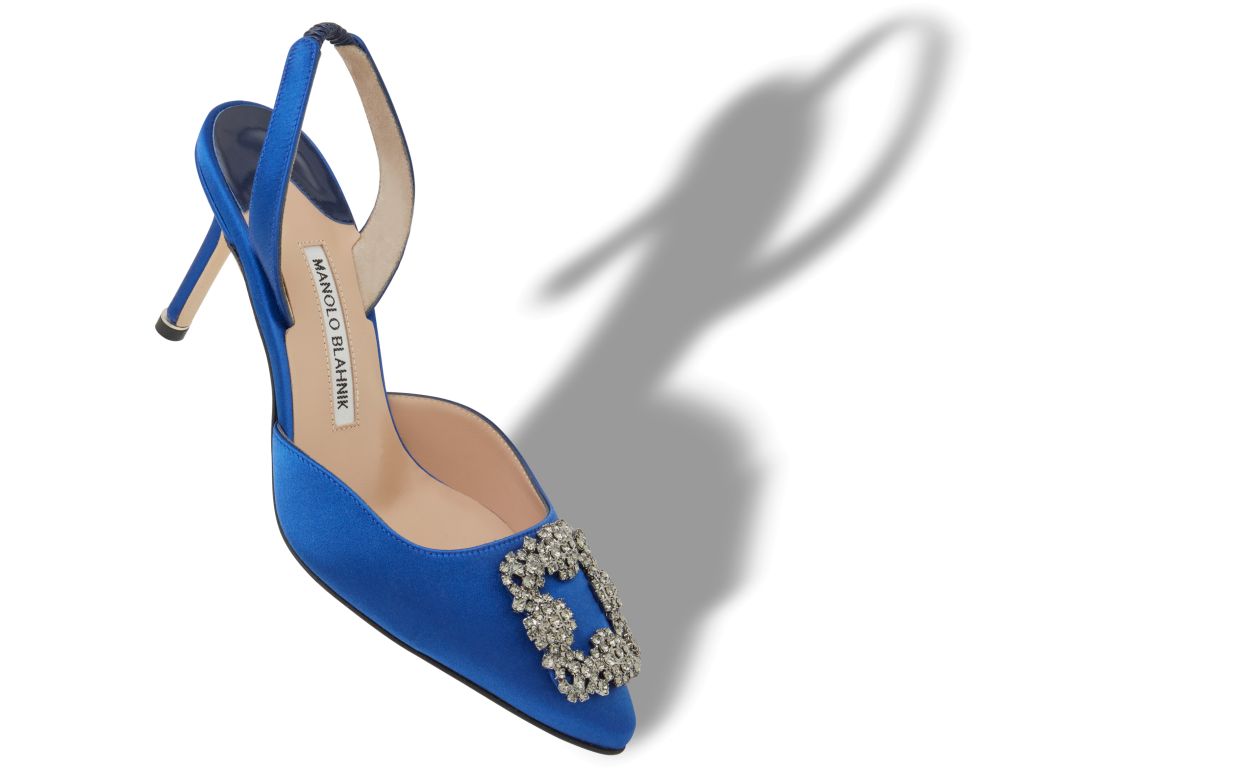 Blaue Satin-Edelstein-Schnürschuhe