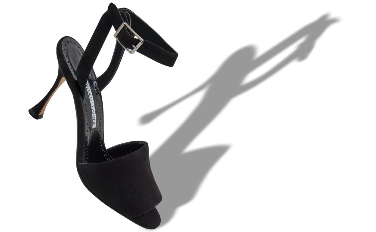 Schwarze Wildledersandalen mit Knöchelriemen