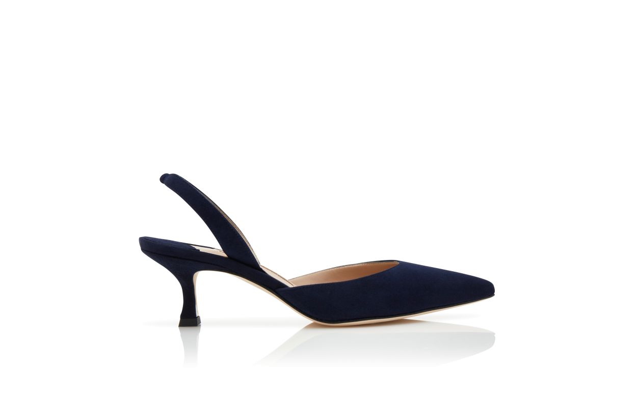 Marineblau aus Wildleder Slingback-Pumps