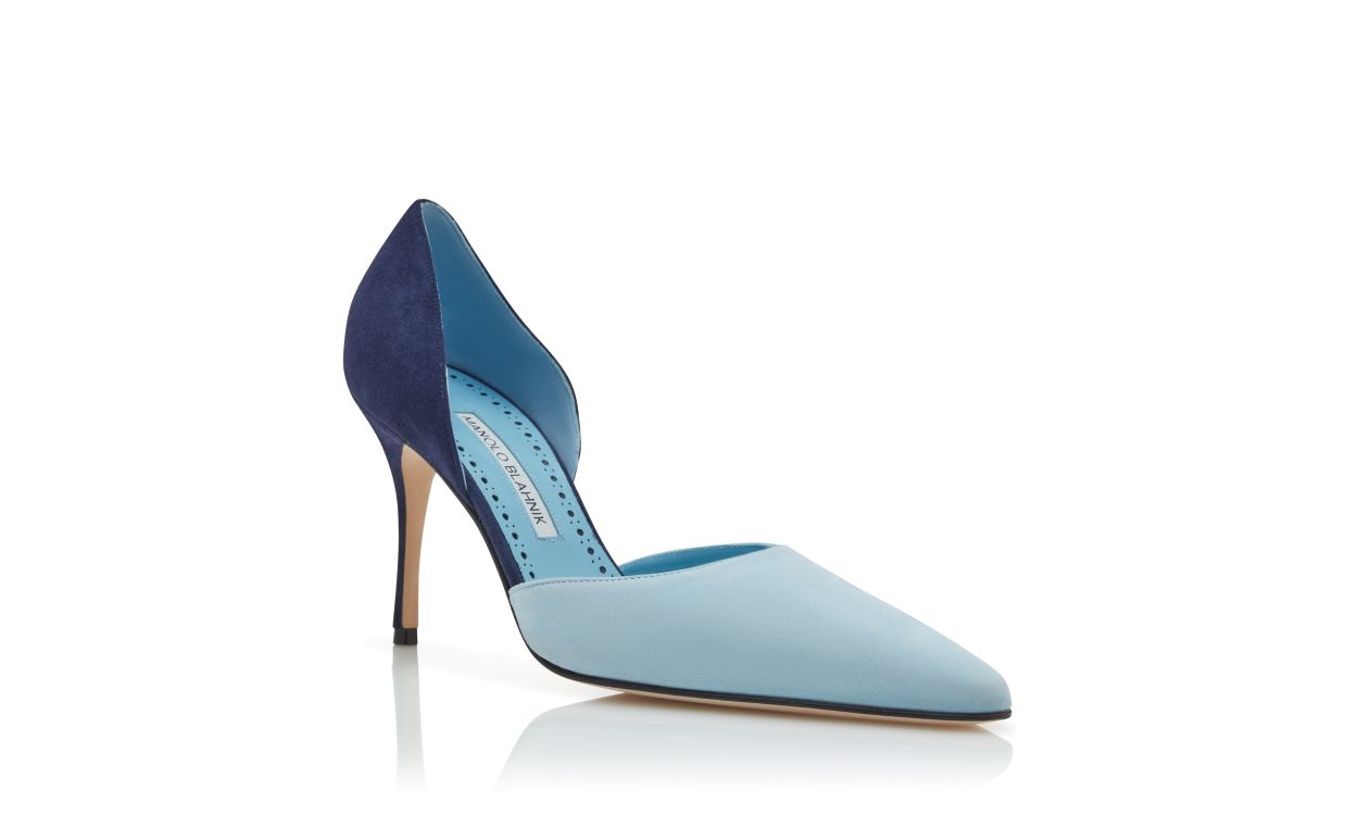 Blaue Suede D'Orsay-Pumps