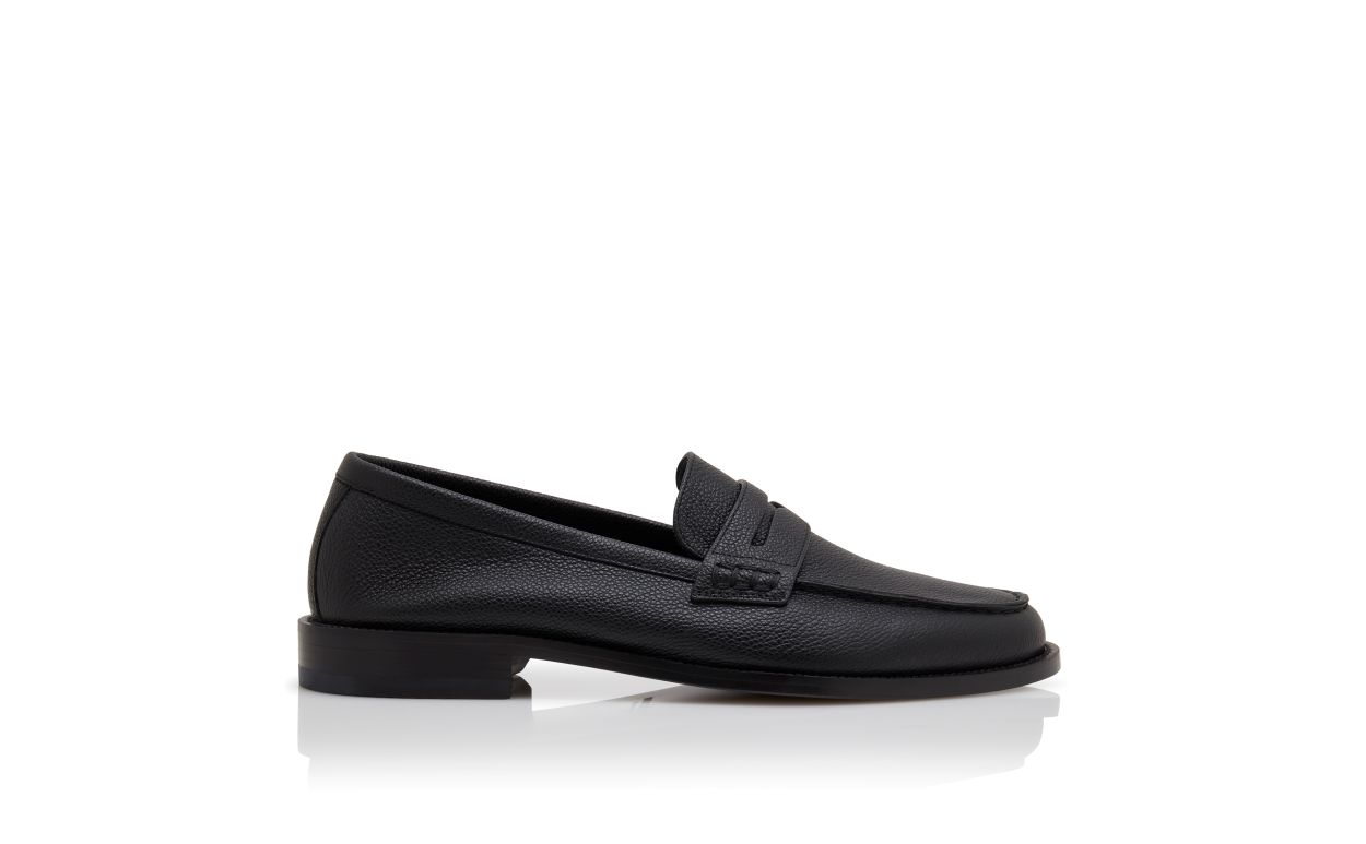Schwarze Kalbleder Penny Loafers