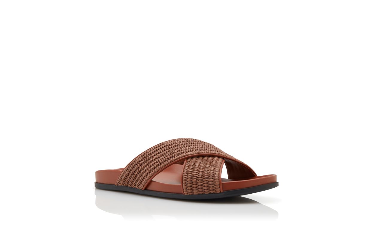 Dunkelbraune Raffia-Flachschuhe