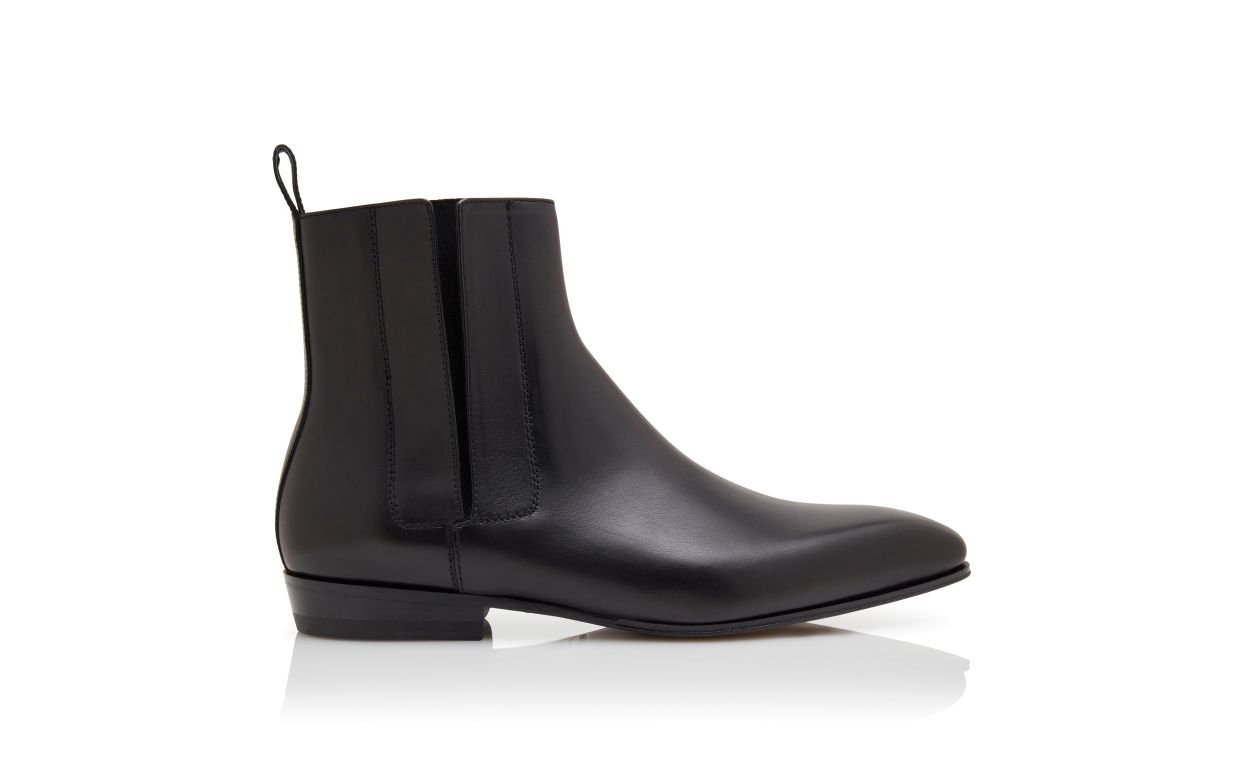 Schwarze Kalbsleder-Wellenstiefel