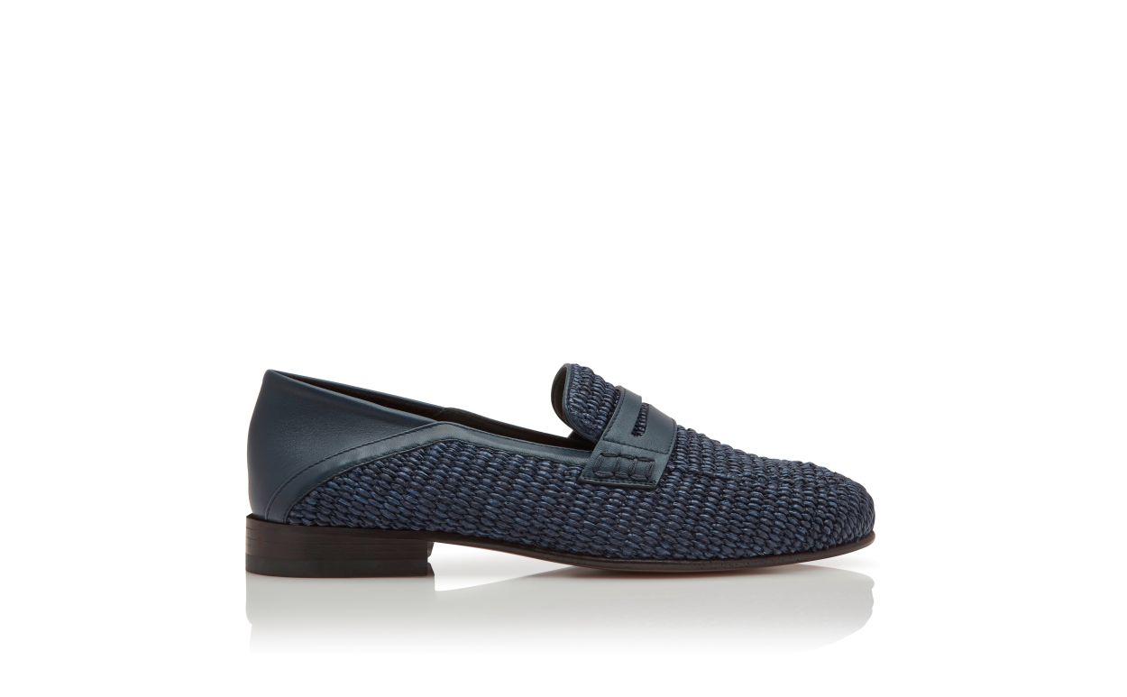 Marineblau aus Raffia-Penny-Loafer