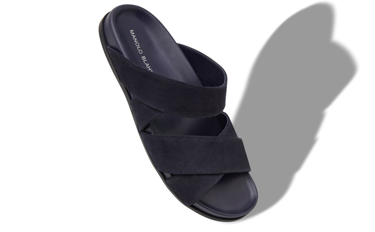 Blau-Navy Suede-Sandalen