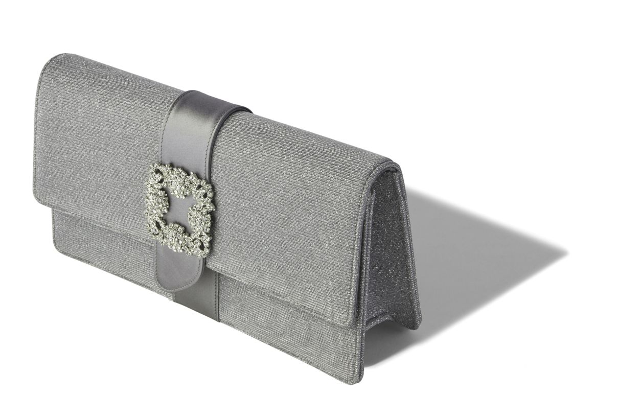 Silberglitzer-Stoff-Stein-Schließen-Clutch