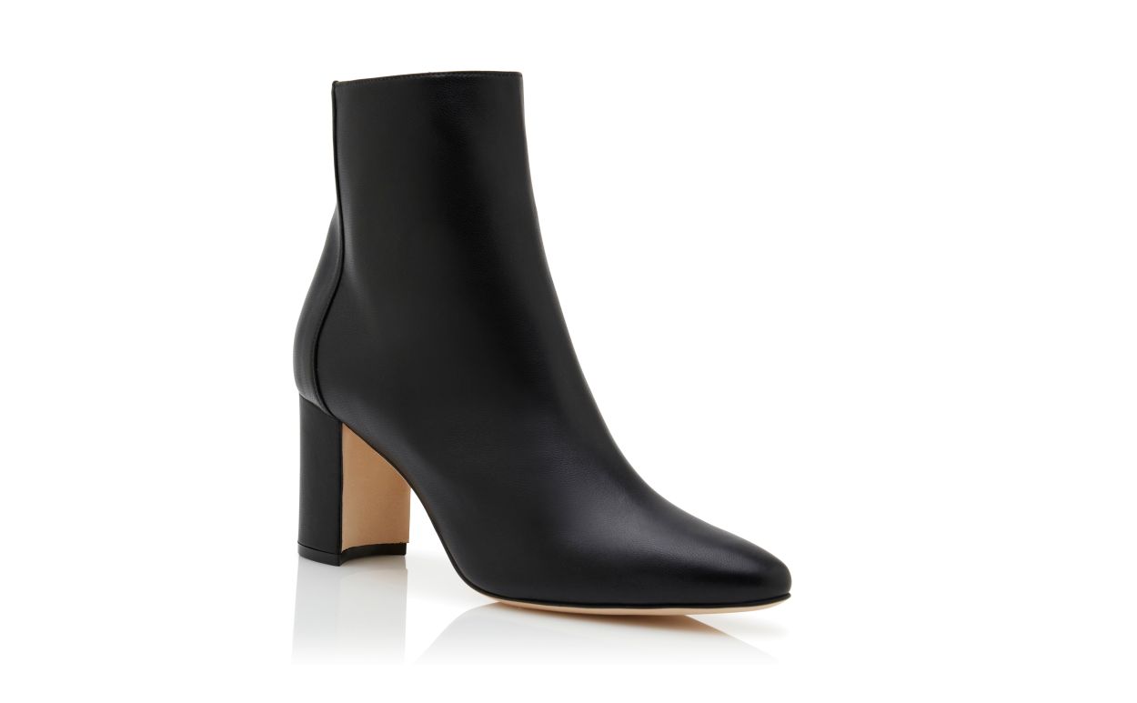 Schwarze Nappa-Leder-Keilabsatz-Stiefel