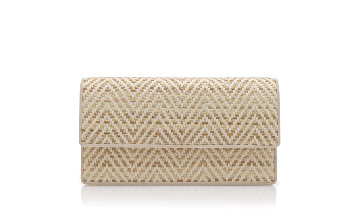 Leicht Beige und Creme Raffia-Clutch