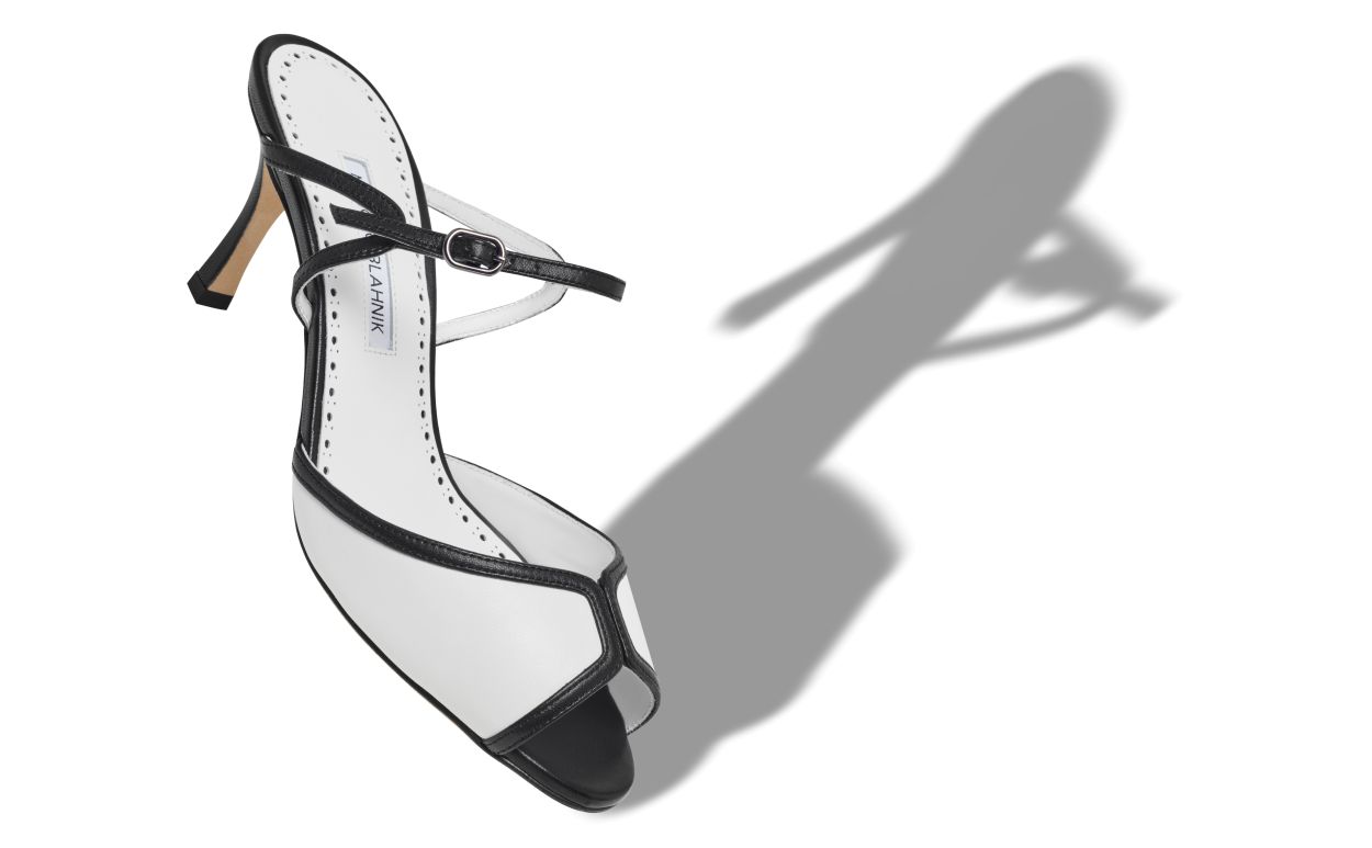 Schwarze und weiße Nappa-Leder-Mules