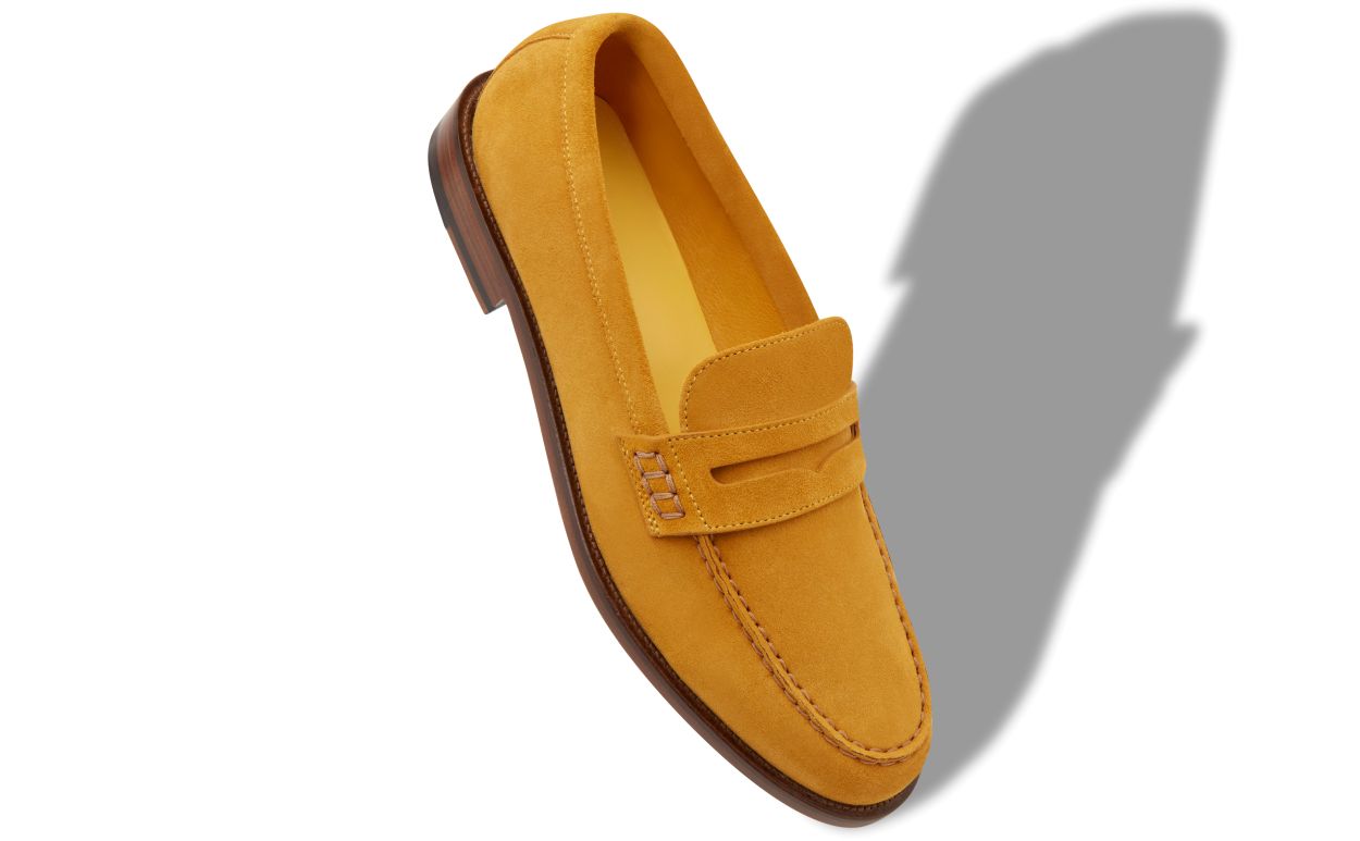 Gelbe Suede Penny Loafers