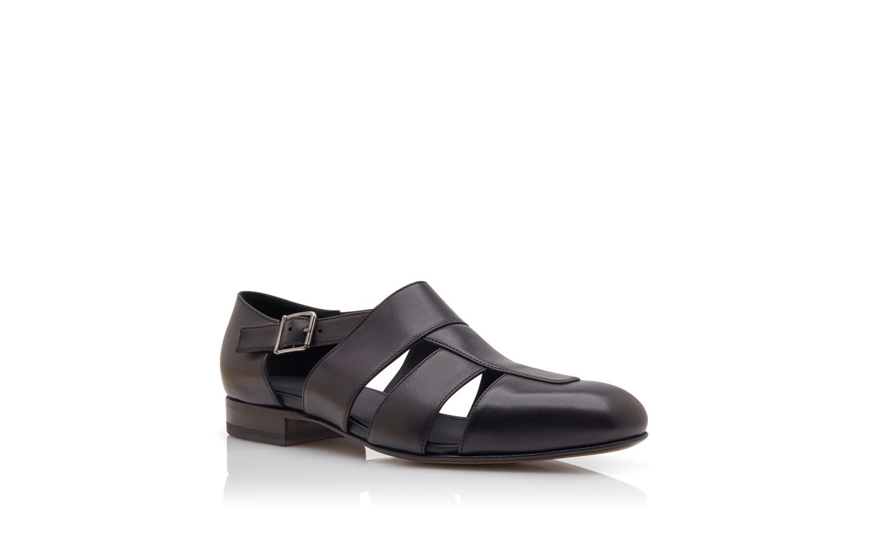 Schwarze Kalbleder-Sandalen
