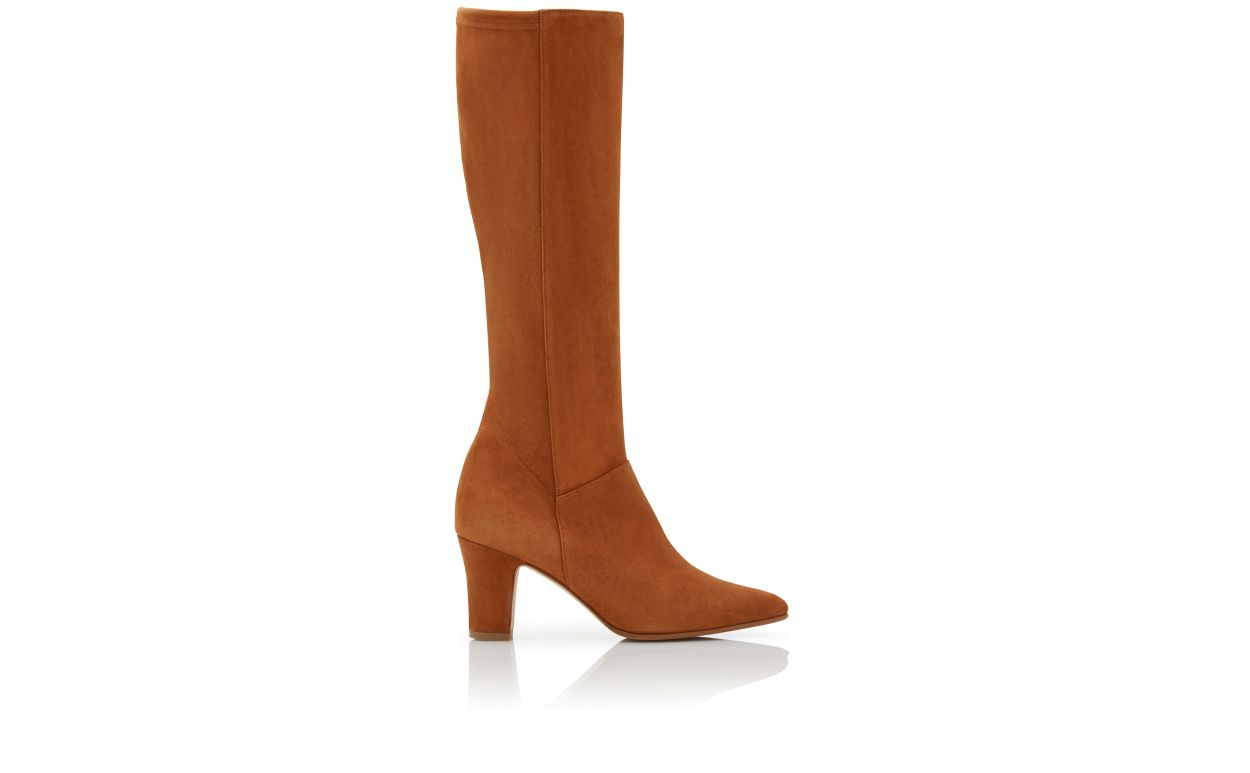 Braune Wildleder-Stiefel bis zum Knie