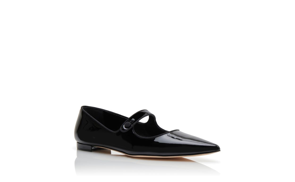Schwarze Lackleder Mary-Jane-Flachpumps
