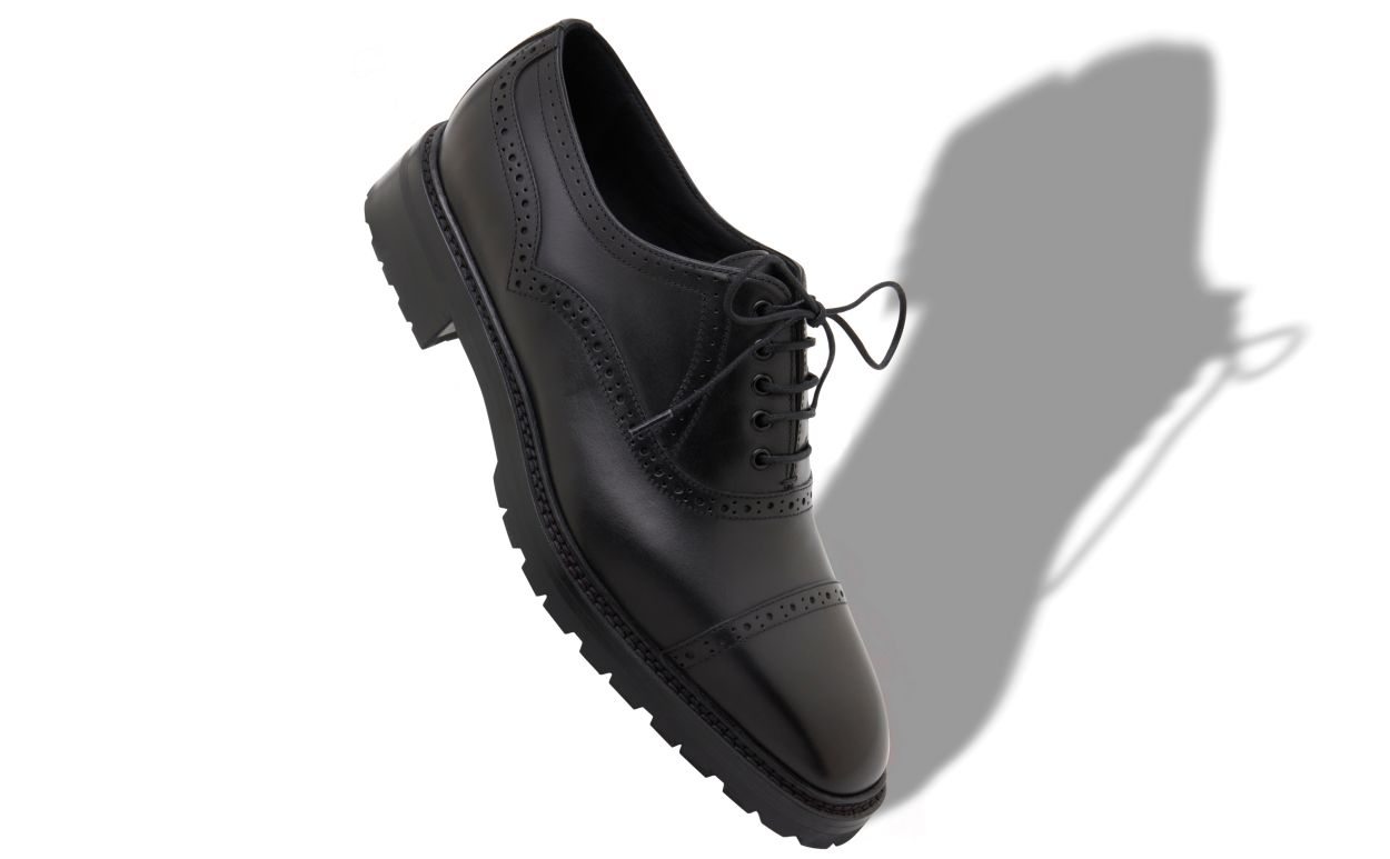 Schwarze Kalbsleder-Schnürschuhe