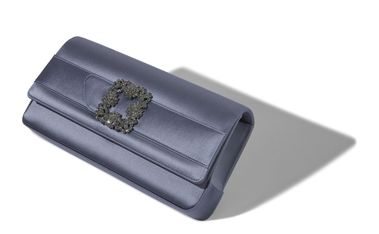 Grau Seiden-Schmuckverschluss-Clutch