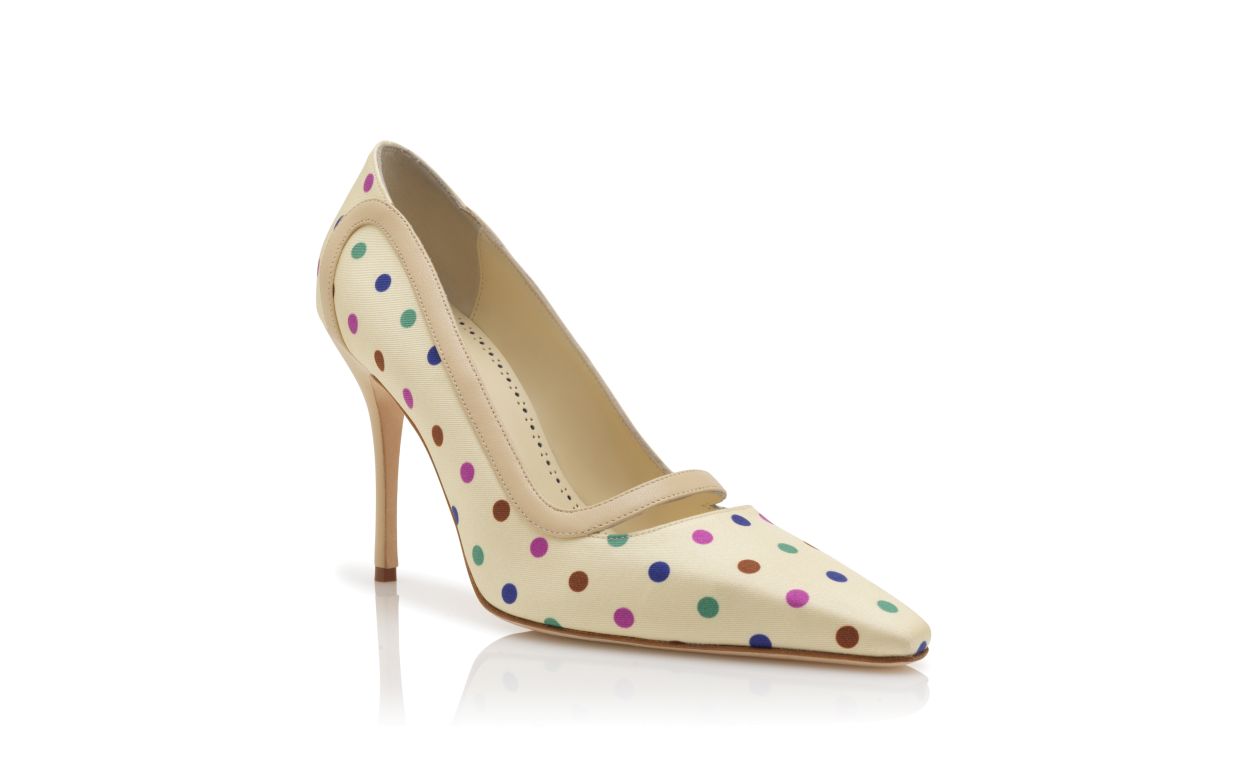 Cream Silk Pumps mit Punktdetail