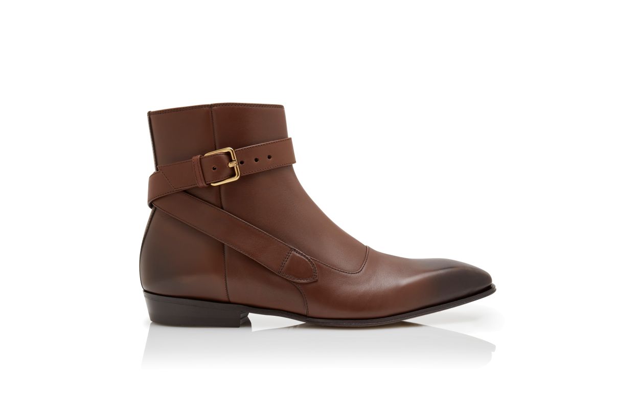 Braune Kalbsleder-Keilabsatz-Stiefel
