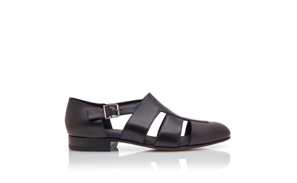 Schwarze Kalbleder-Sandalen