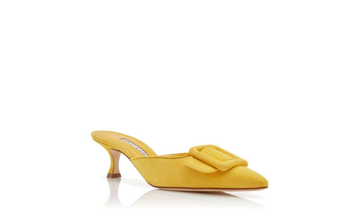 Gelbe Suede-Schnürschuhe