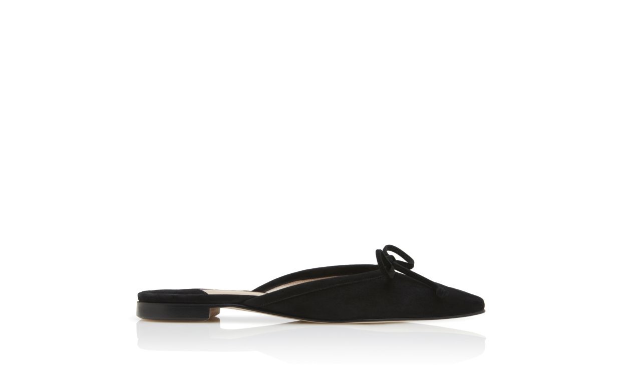 Schwarze Suede-Flat-Mules