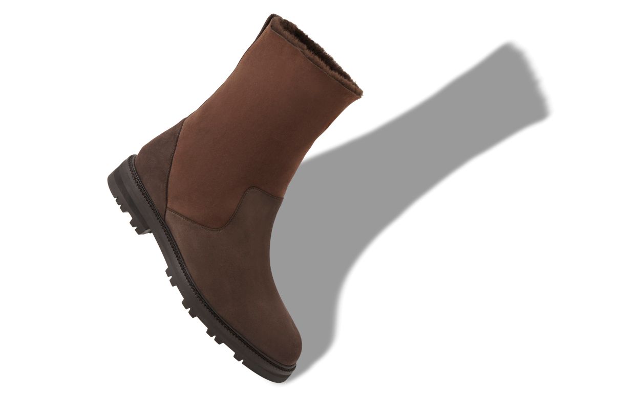 Dunkelbraune Wildleder-Stiefel bis Mittelknie