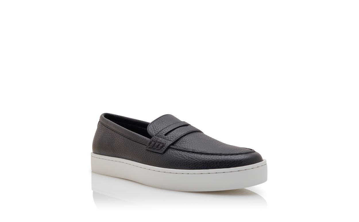 Schwarze Kalbsleder Slip-On Loafers