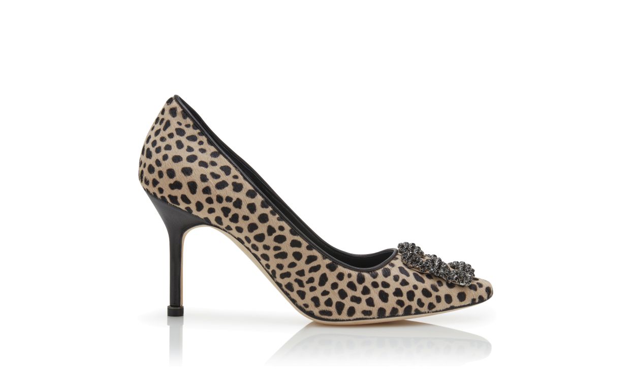 Tierprint-Kalbsleder-Steppen-Schmuck-Schnalle-Pumps