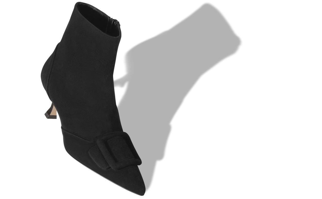 Schwarze Wildleder-Schnallen-Details-Knöchelstiefel