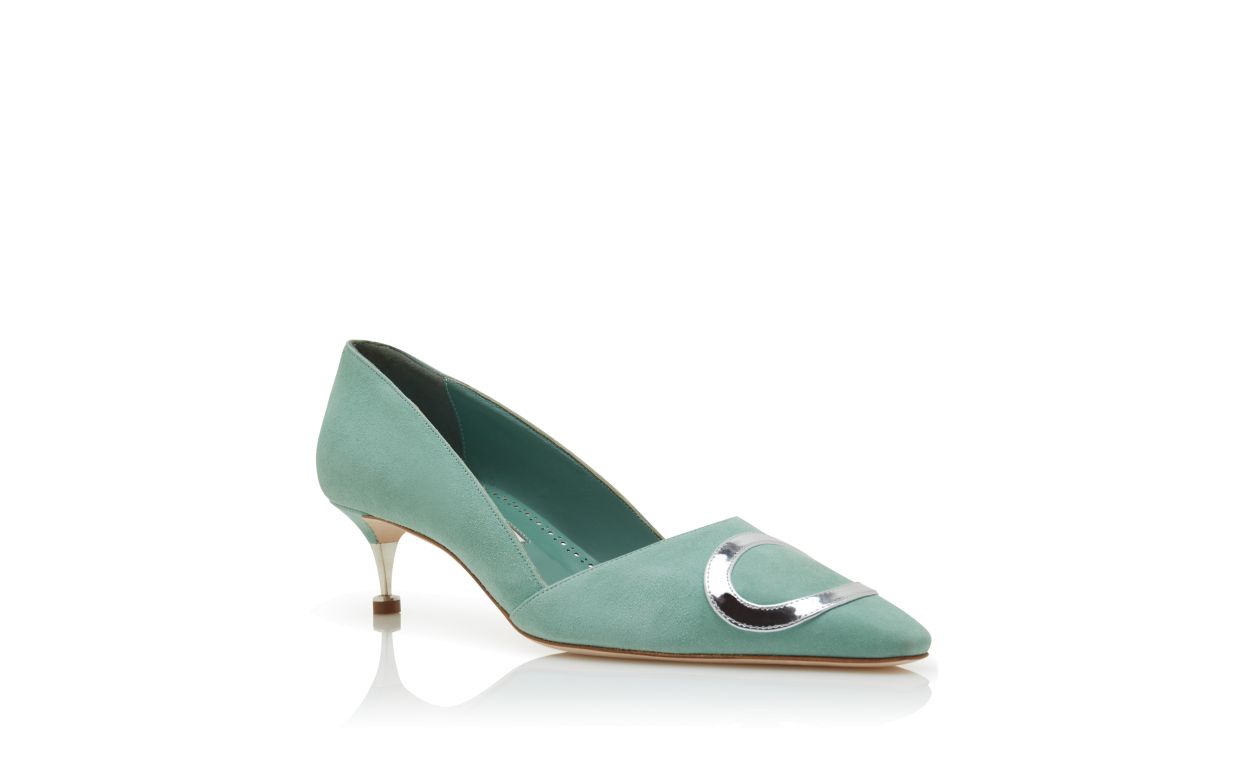 Grüne Wildleder-Pumps