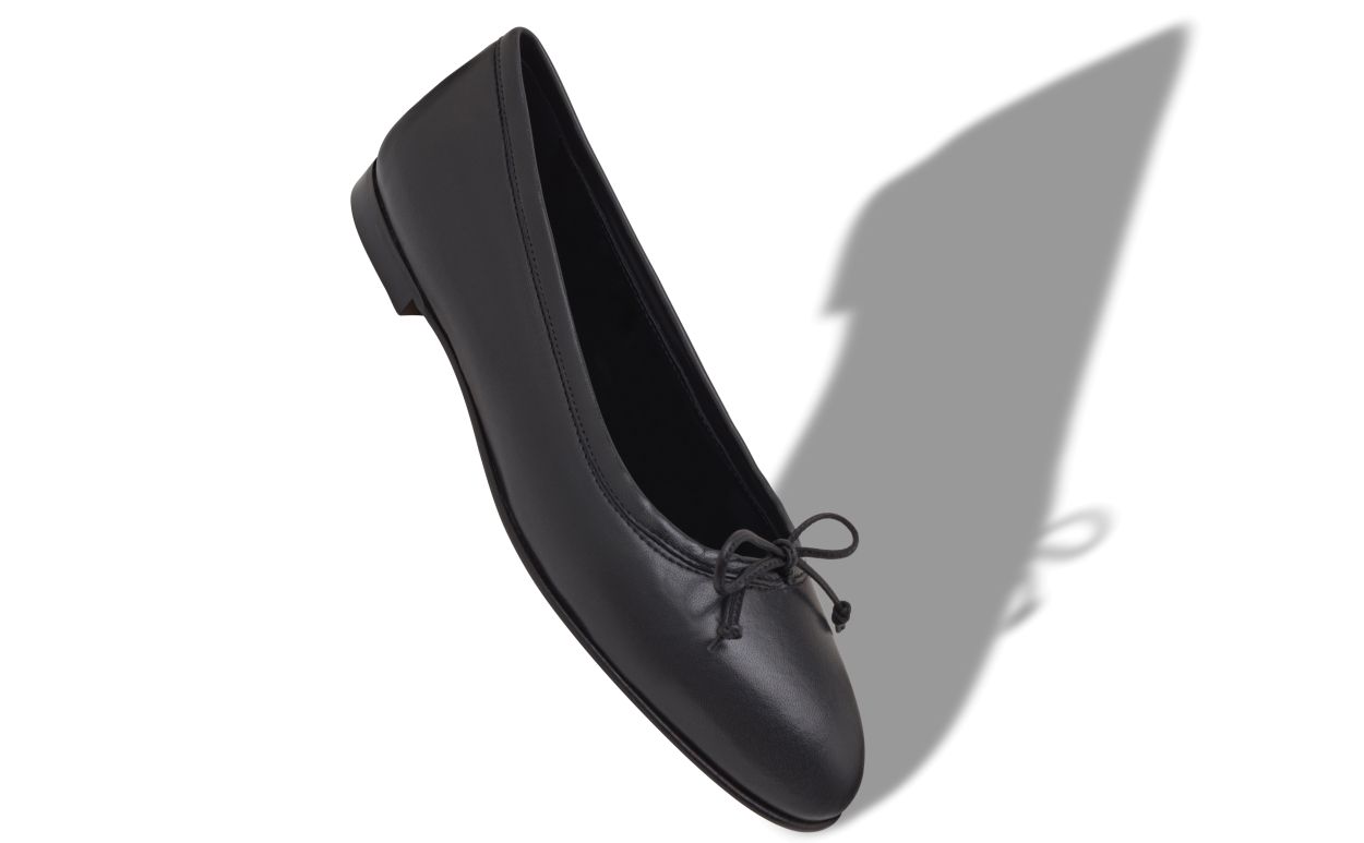 Schwarze Nappa-Leder-Ballerinas