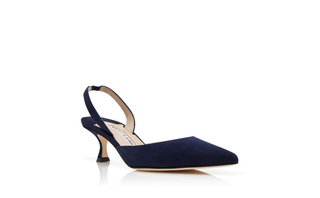 Marineblau aus Wildleder Slingback-Pumps