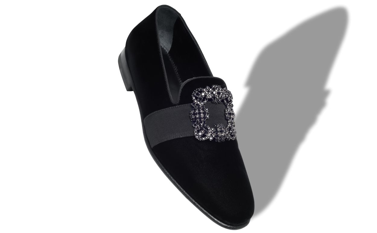 Schwarze Samt-Edelstein-Schnürschuhe