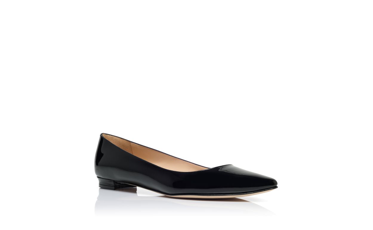 Schwarze Glattleder-Pumps mit spitzem Zehenbereich