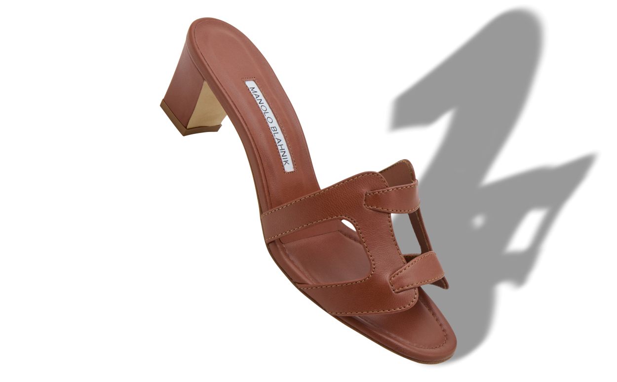 Braune Nappaleder-Offene-Zehen-Mules