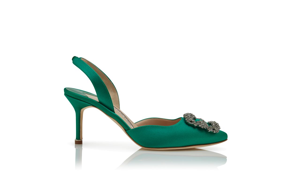 Grüne Satin-Edelstein-Schleifschuh