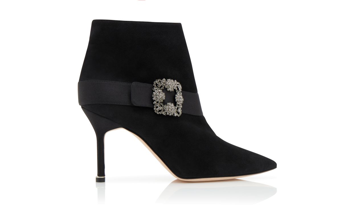 Schwarze Wildleder-Steppen-Schmuck-Schnürstiefel