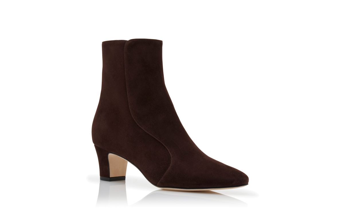 Braune Wildleder-Boots mit Rundem Absatz bis zum Knöchel