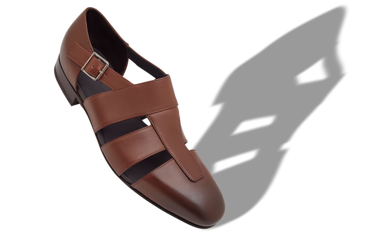 Dunkelbraune Kalbsleder-Sandalen