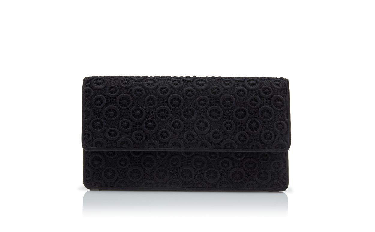 Schwarze Spitzen-Handtasche mit Stickerei