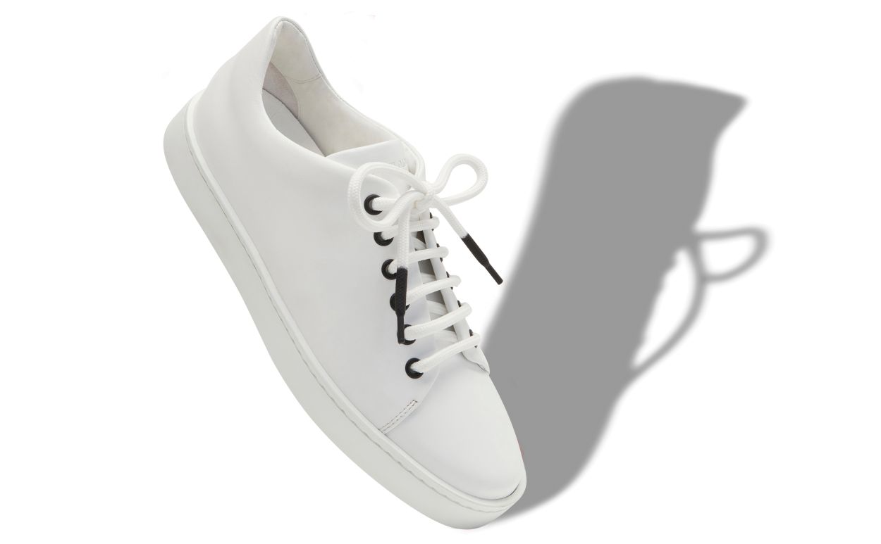 Weiße Kalbsleder-Low-Cut-Sneaker