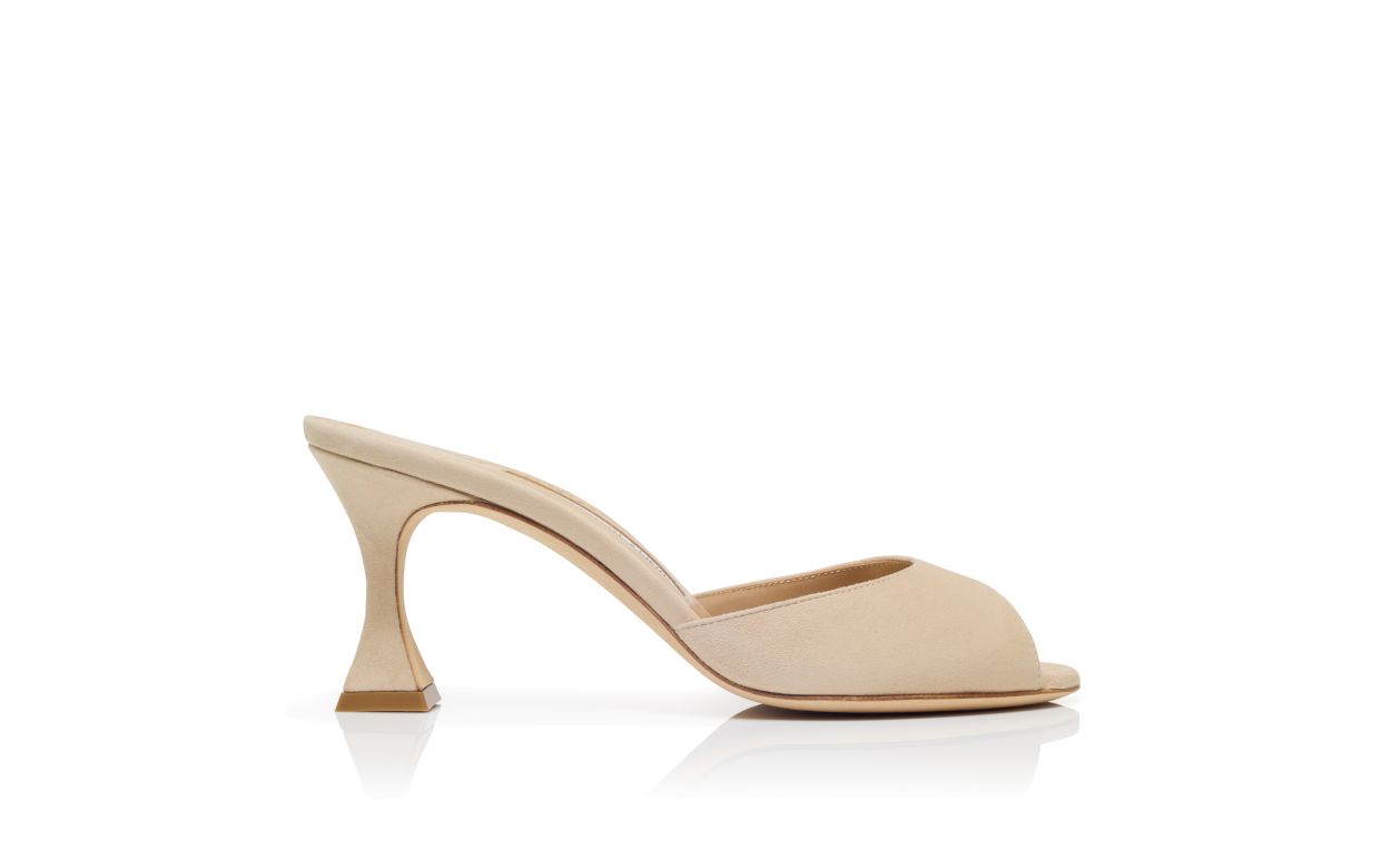 Leichtbeige Wildleder-Offene-Zehe-Mules