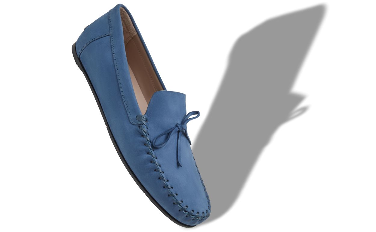 Blaue Nubukleder-Laufschuhe