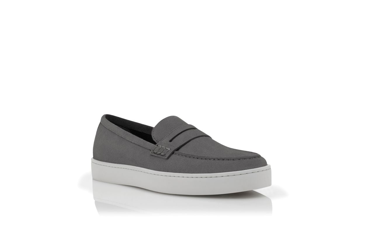 Graue Leder-Slip-On-Loafer