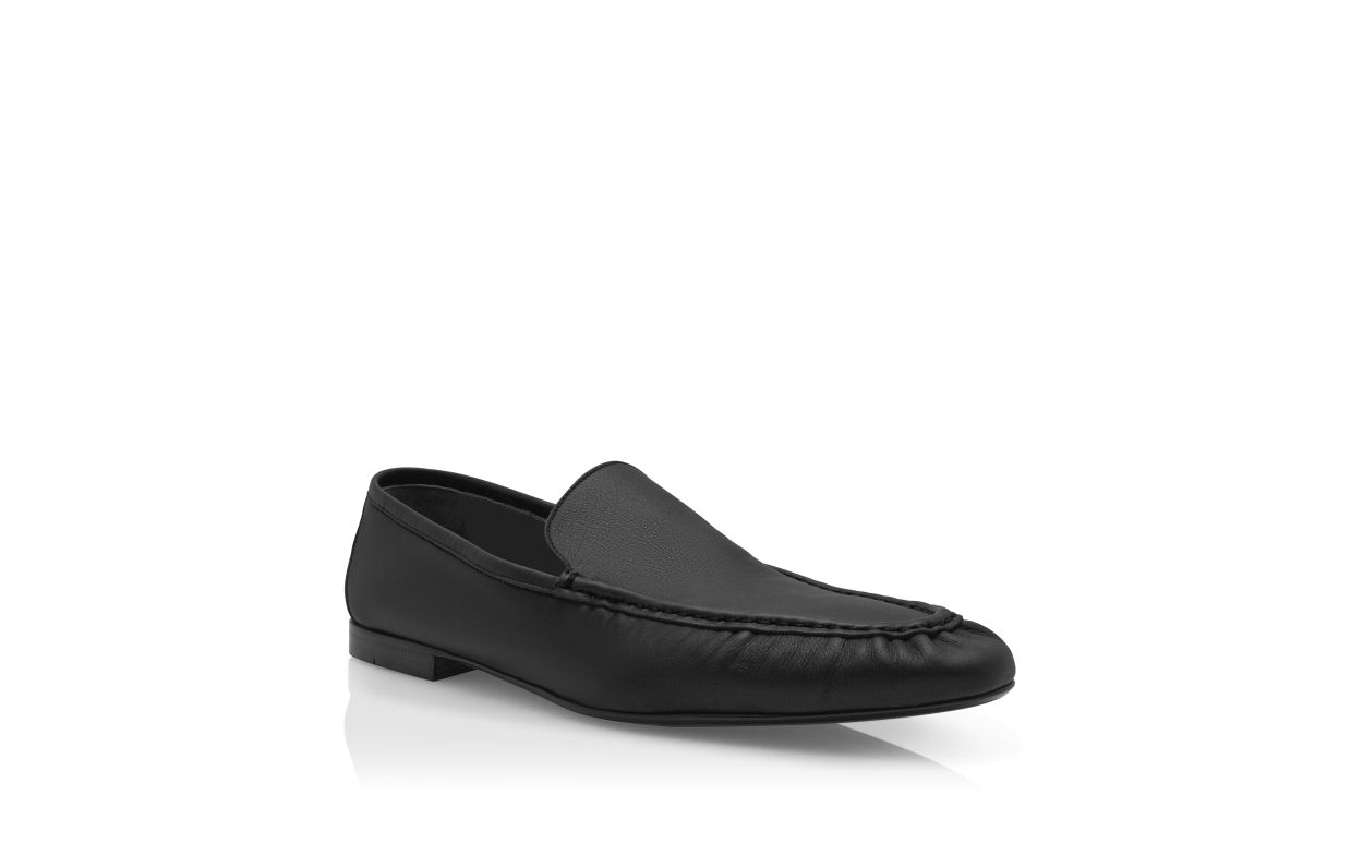 Schwarze Kalbsleder-Laufschuhe