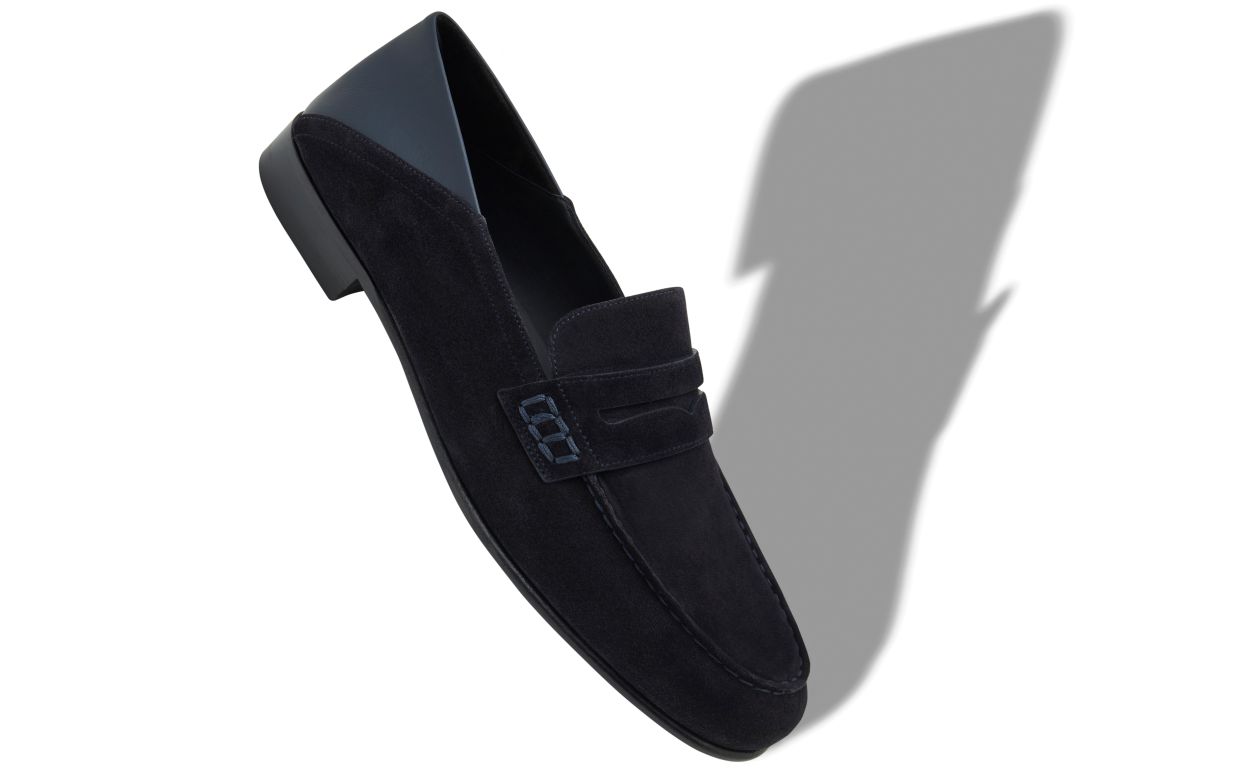 Marineblau-samtene Penny Loafers